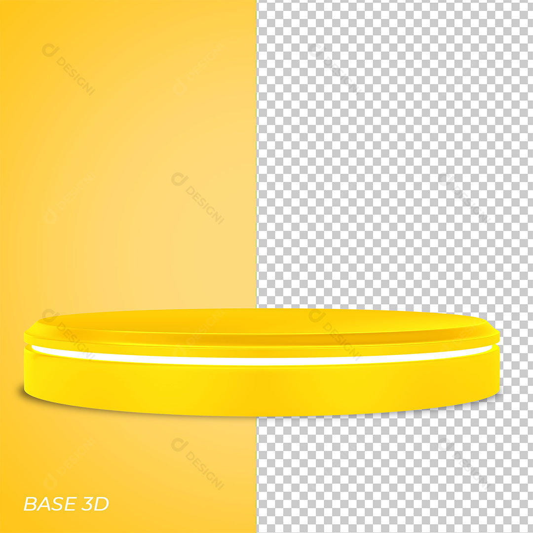 Base Amarela 3D Elemento Para Composição PNG Transparente Sem Fundo