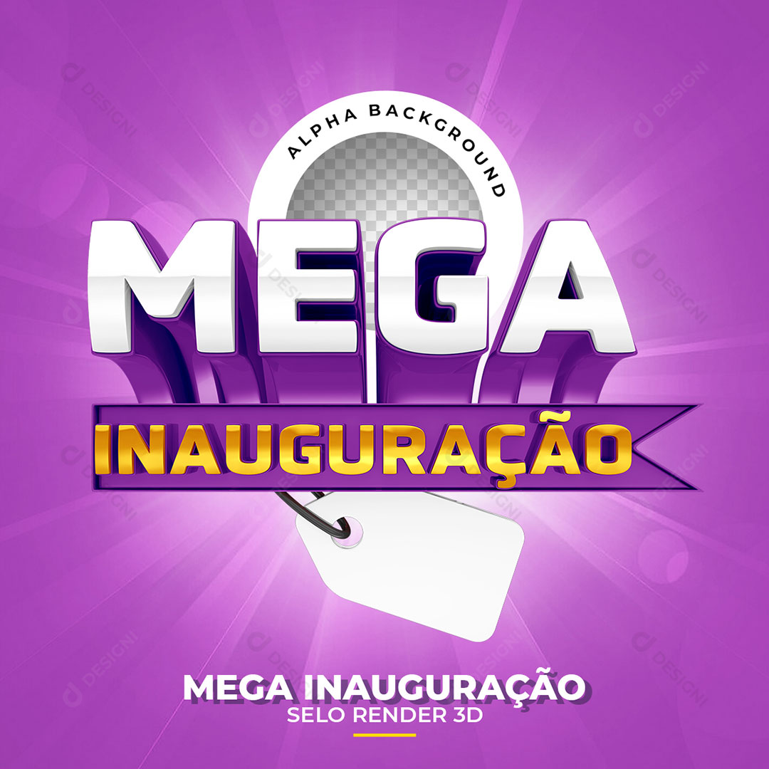 Mega Inauguração Selo 3D PNG Transparente Sem Fundo