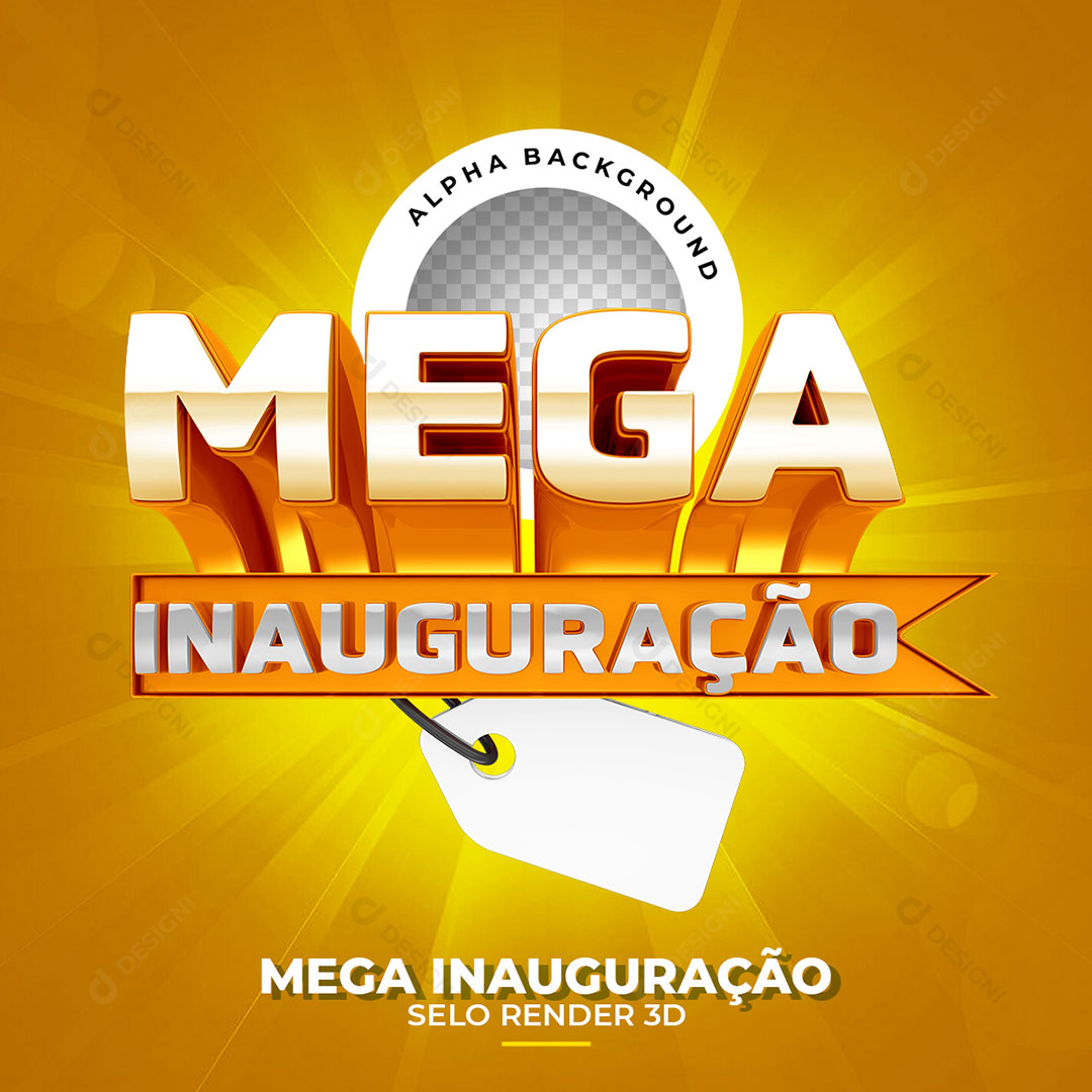 Mega Inauguração Selo 3D PNG Transparente Sem Fundo
