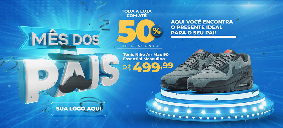 Banner Mês dos Pais Tênis Calçado Masculino PSD Editável