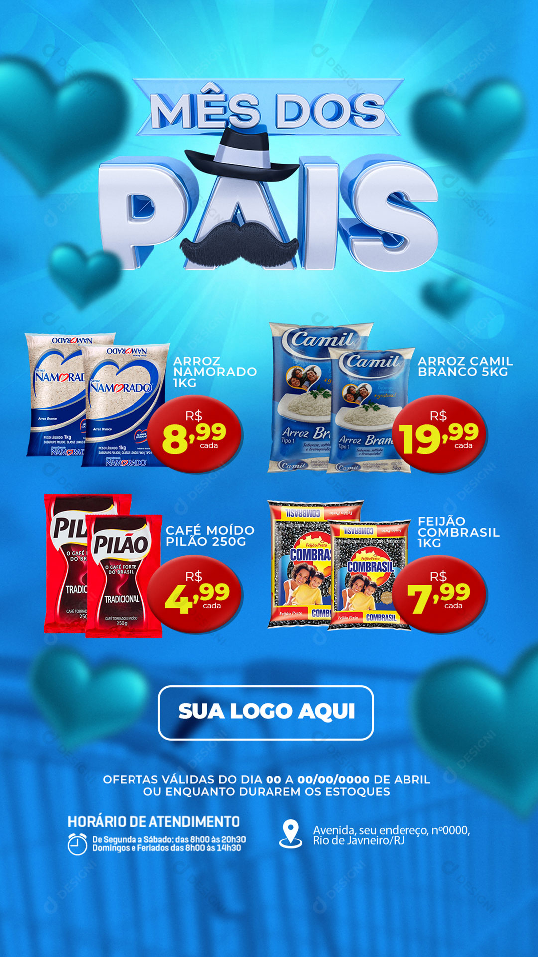 Mini Encarte Digital Supermercado Mês dos Pais Produtos Social Media PSD Editável