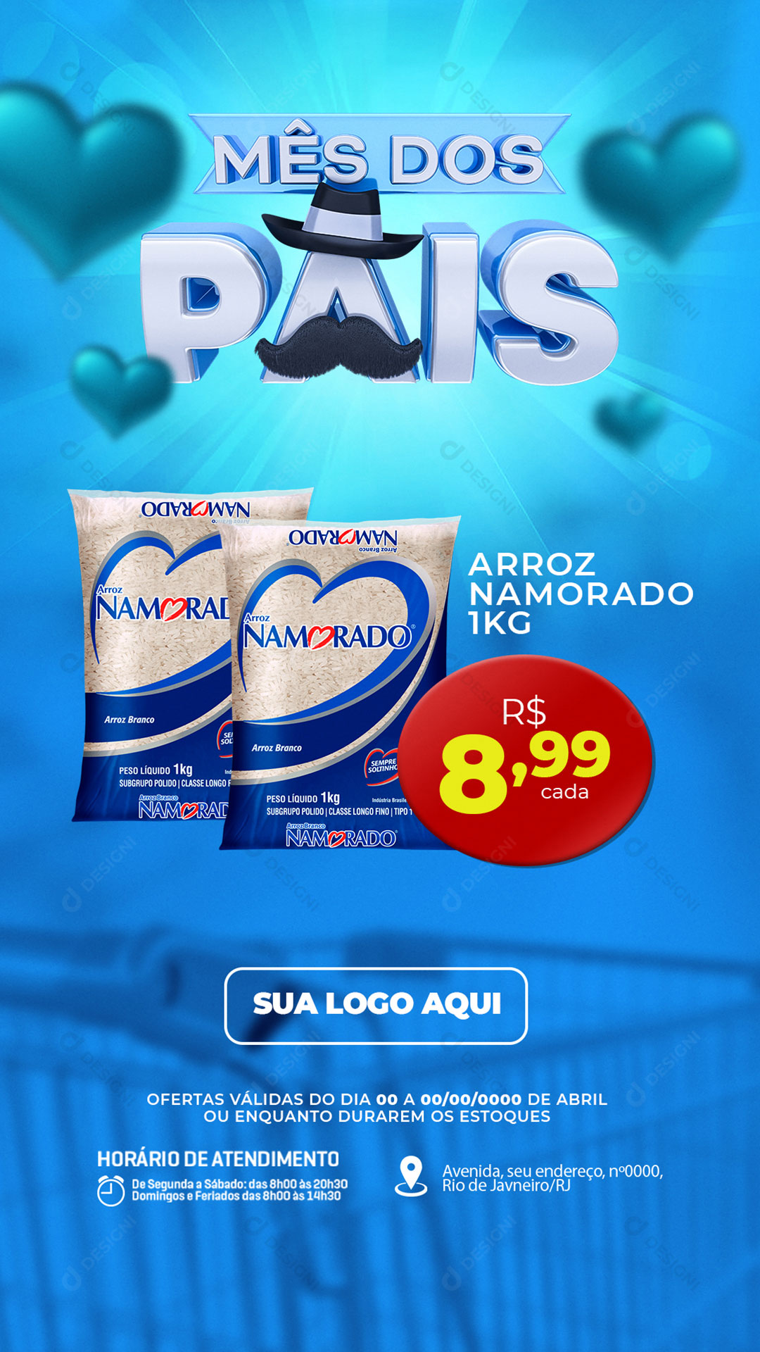 Story Supermercado Mês dos Pais Arroz Namorado Social Media PSD Editável