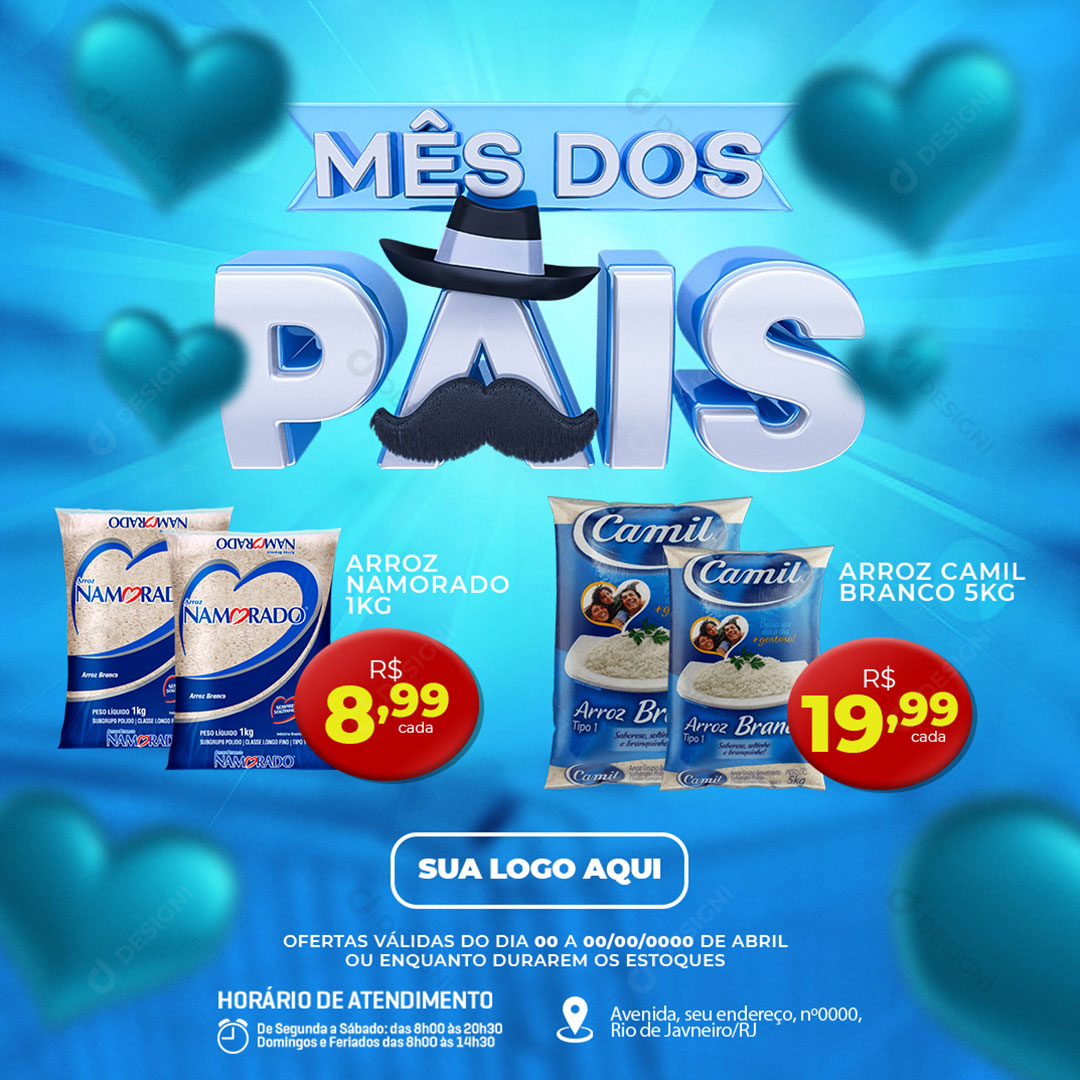 Supermercado Mês dos Pais Produtos Social Media PSD Editável