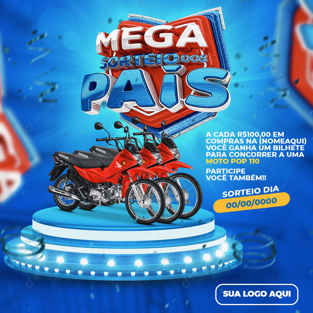 Mega Sorteio dos Pais Moto Vehicle Social Media Editable PSD