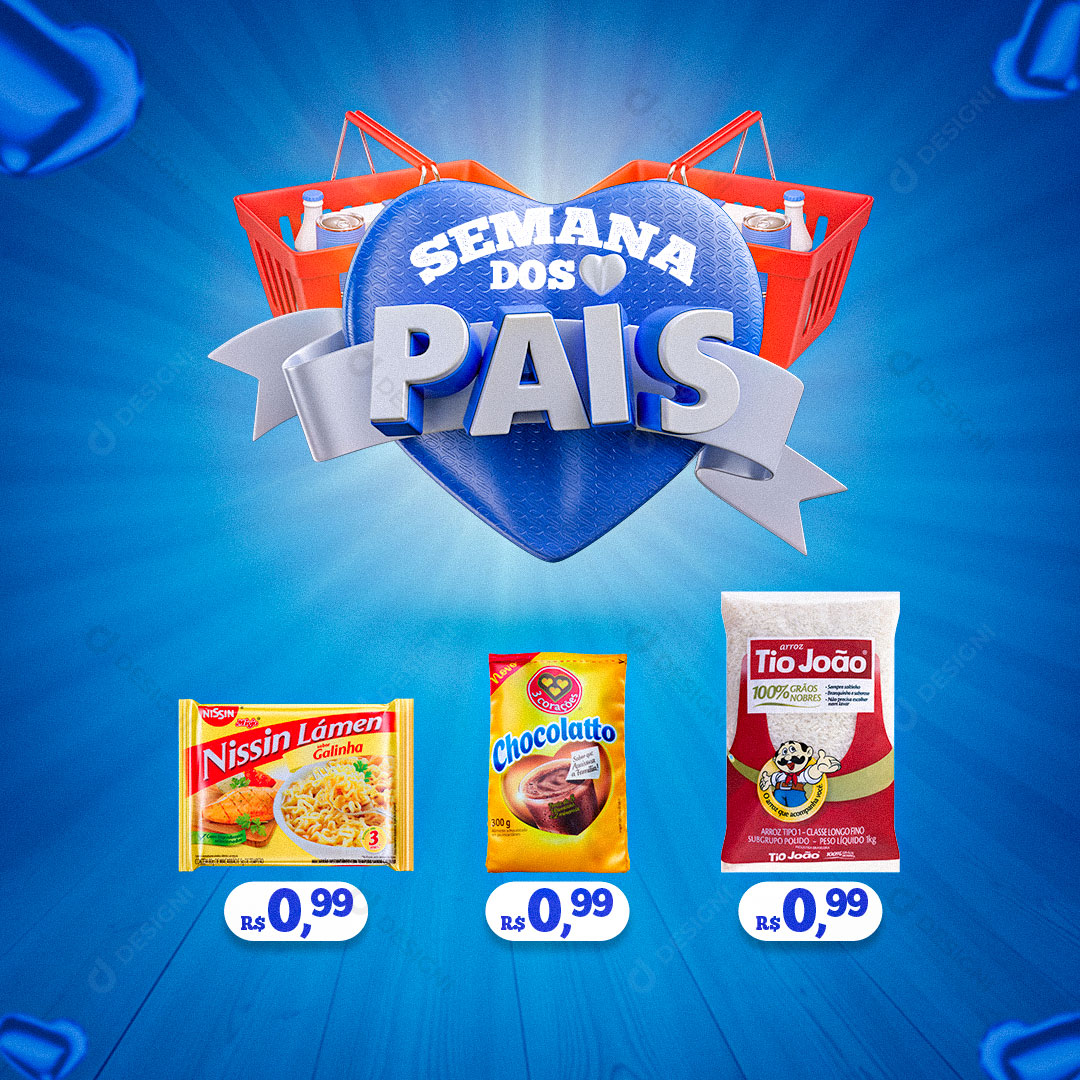 Supermercado Semana dos Pais Produtos Social Media PSD Editável