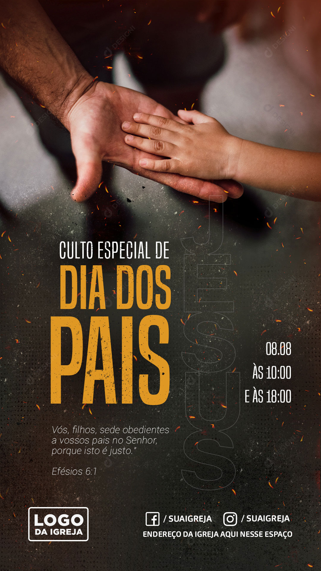 Story Culto Especial Dia do Pais Social Media PSD Editável