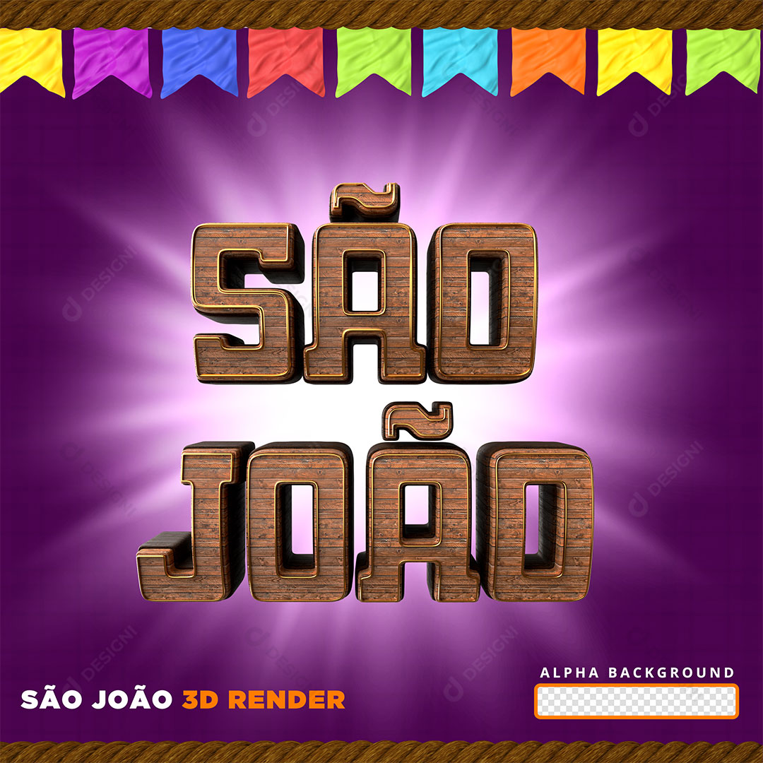 São João Texto 3D PNG Transparente Sem Fundo