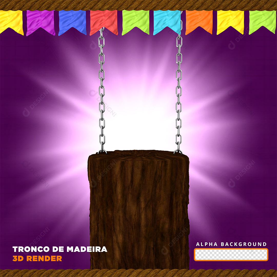 Tronco de Madeira Com Correntes Elemento Para Composição PNG Transparente