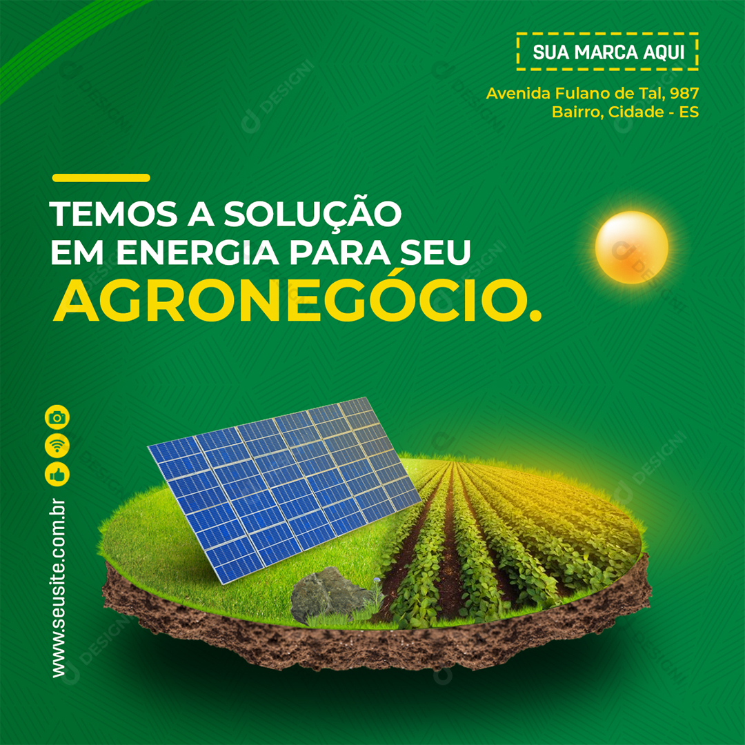 Agronegócio Energia Solar Lavoura Social Media PSD Editável
