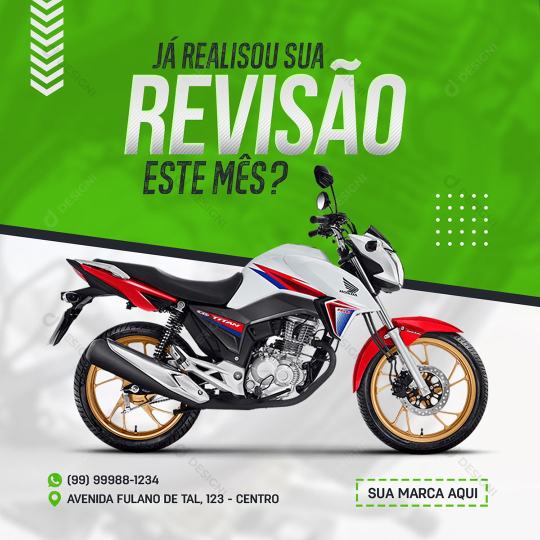 Moto Peças Revisão de Motocicleta Social Media PSD Editável