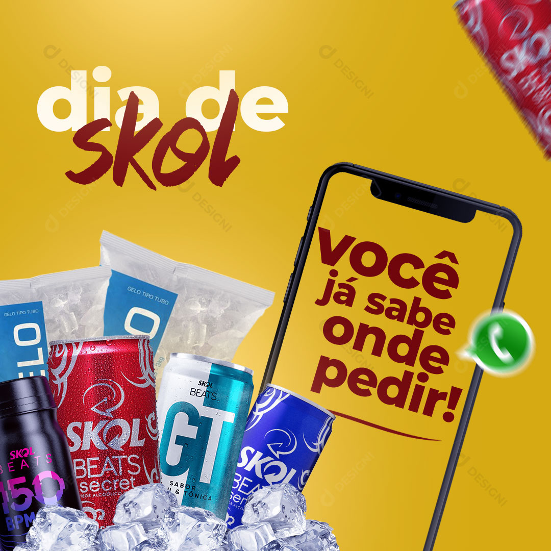 Distribuidora Dia de Skol Você Sabe Onde Pedir Social Media PSD Editável