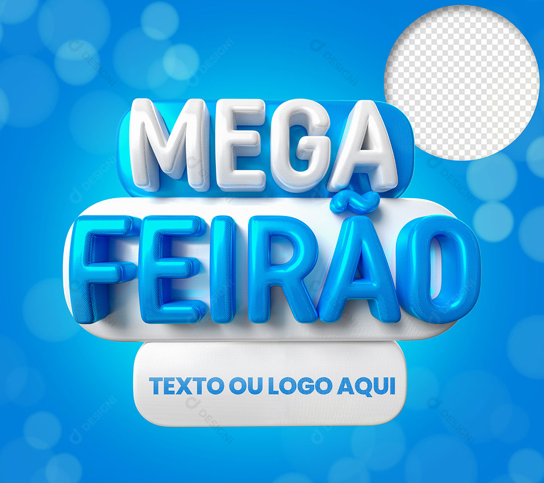 Mega Feirão Selo 3D Texto Editável PSD + PNG