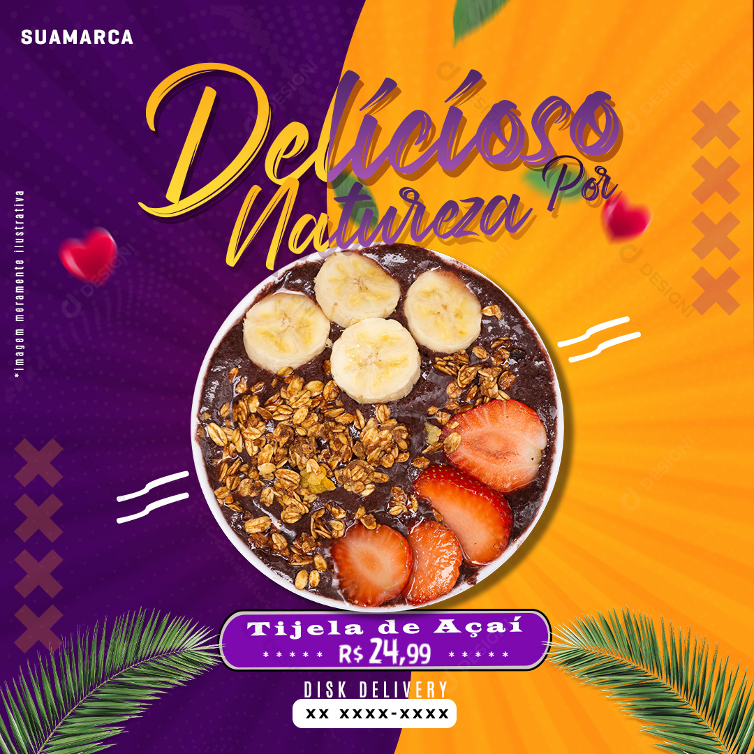 Açaíteria Deliçioso Por Natureza Social Media PSD Editável