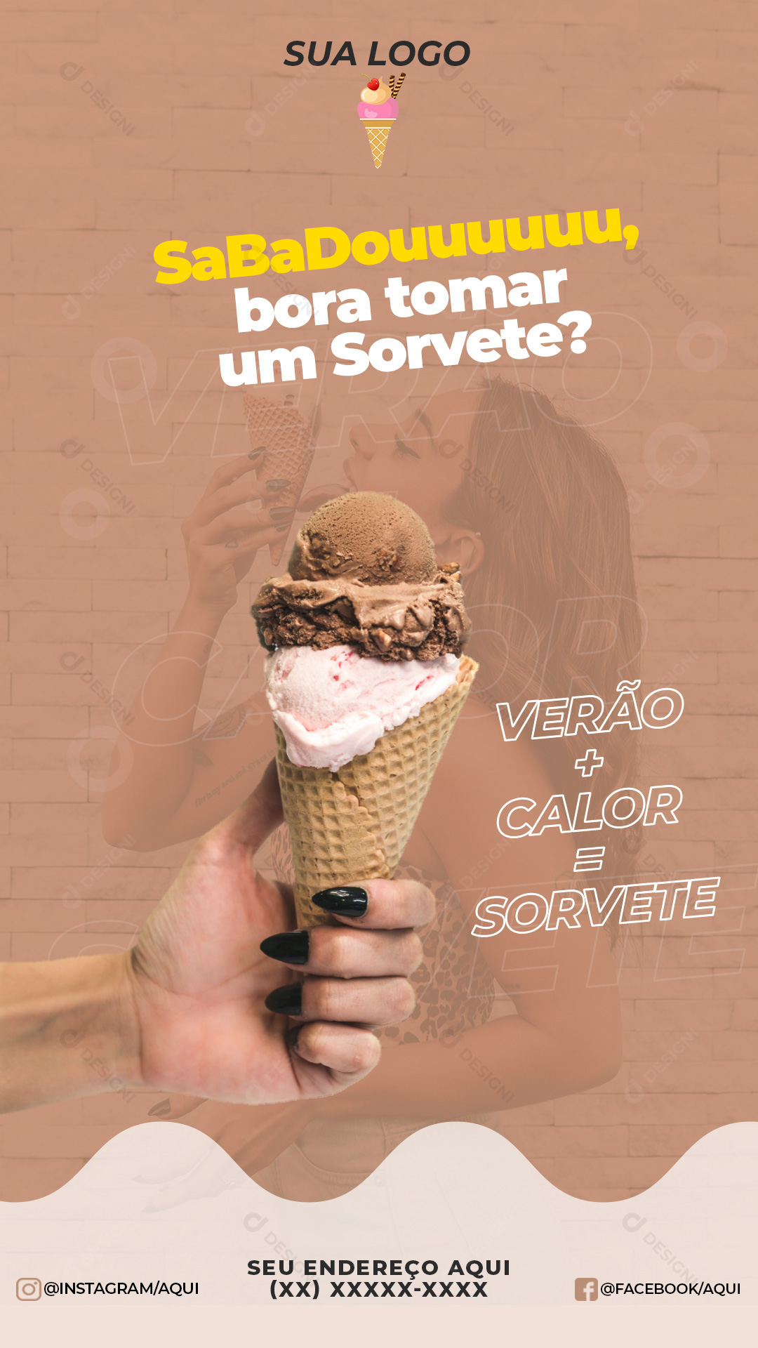 Story Sorveteria Sabadou Bora Tomar um Sorvete Social Media PSD Editável