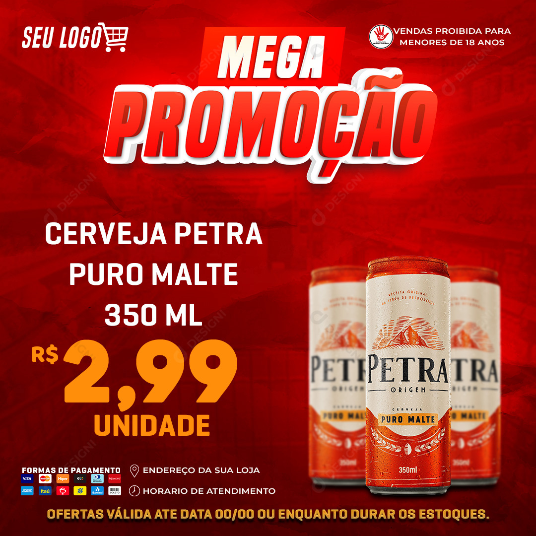 Distribuidora Mega Promoção Cerveja Bebidas Social Media PSD Editável