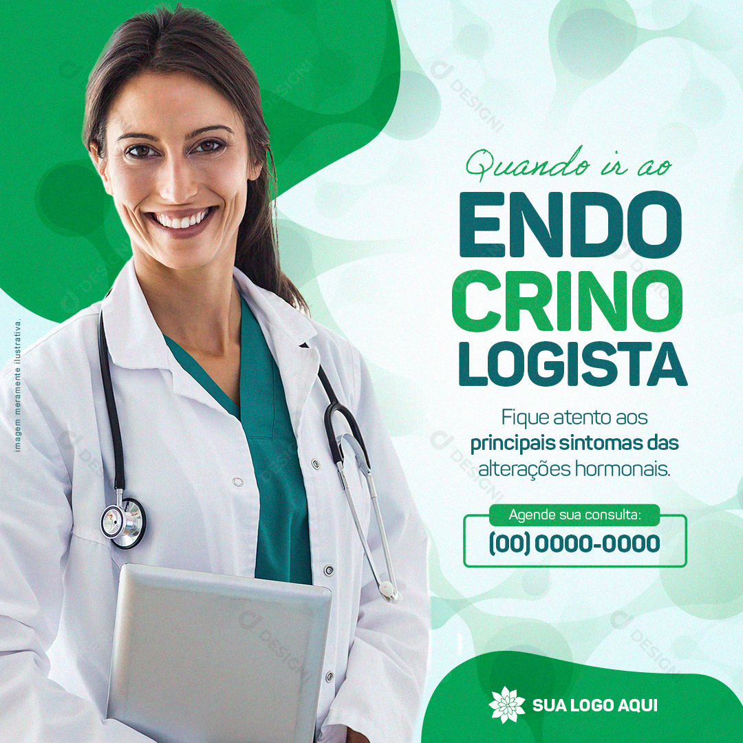 Quando ir ao Endocrinologista Social Media PSD Editável