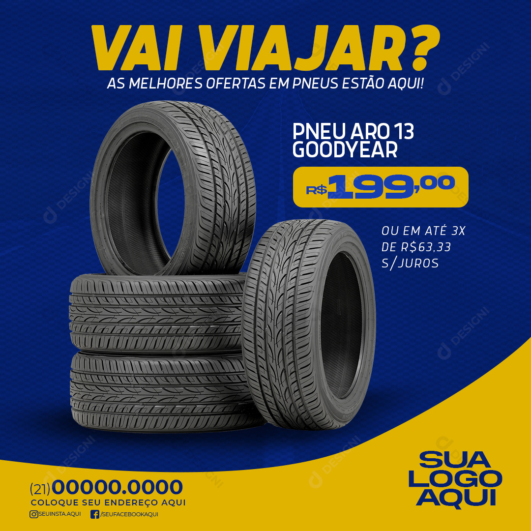 Borracharia Vai Viajar Social Media PSD Editável