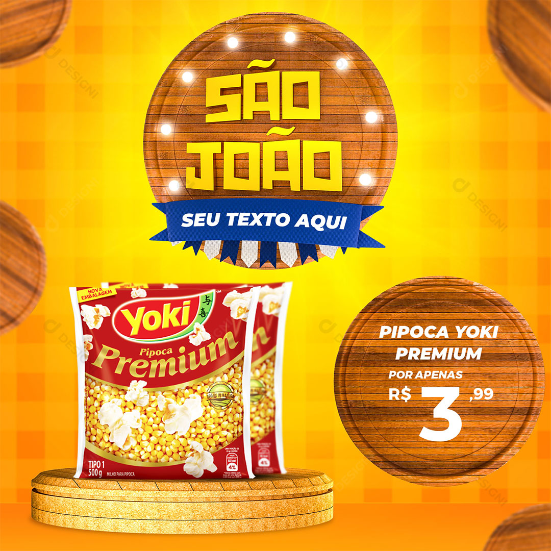 São João Pipoca Premium Yoki Social Media PSD