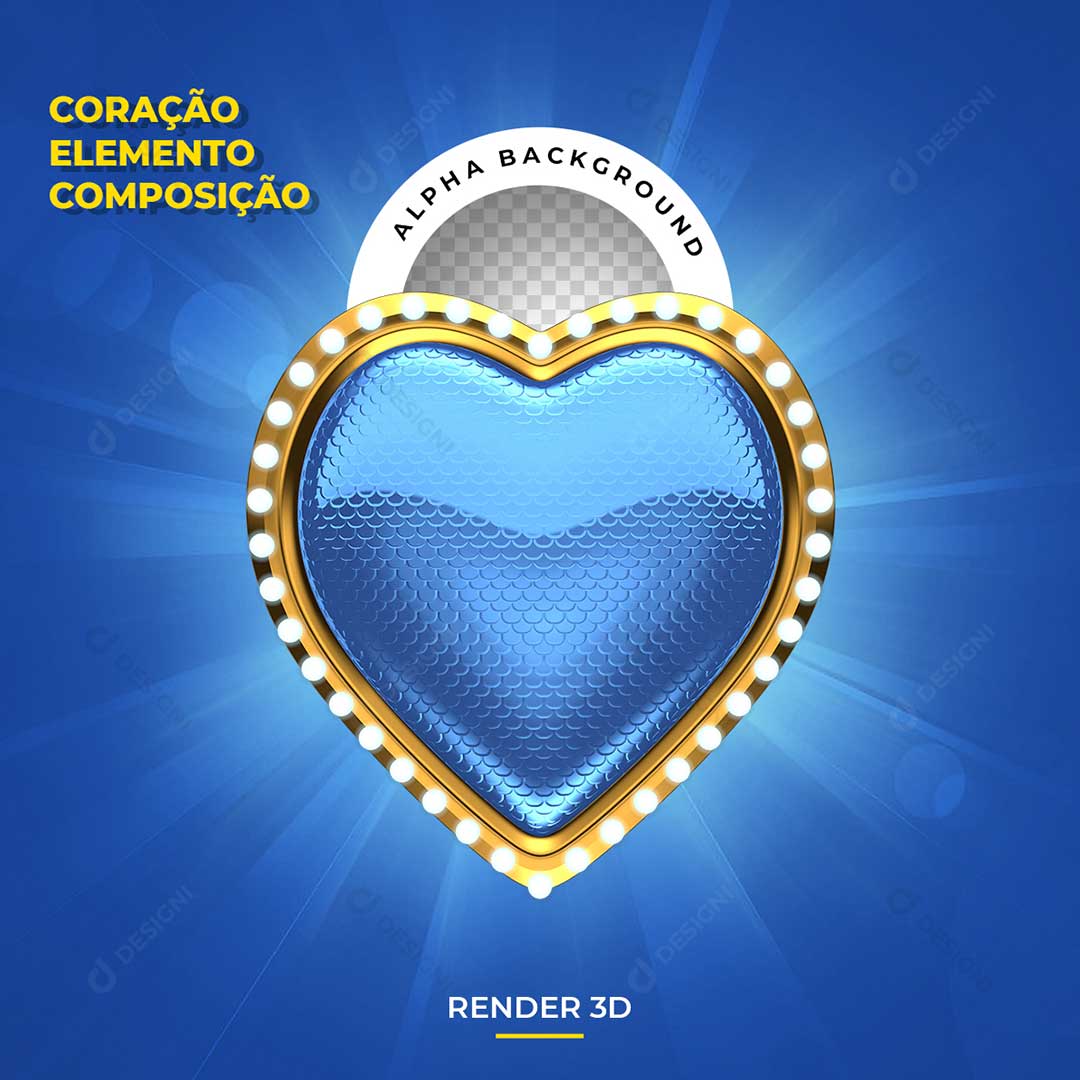 Blue Heart 3D Element For Composition PNG Transparent