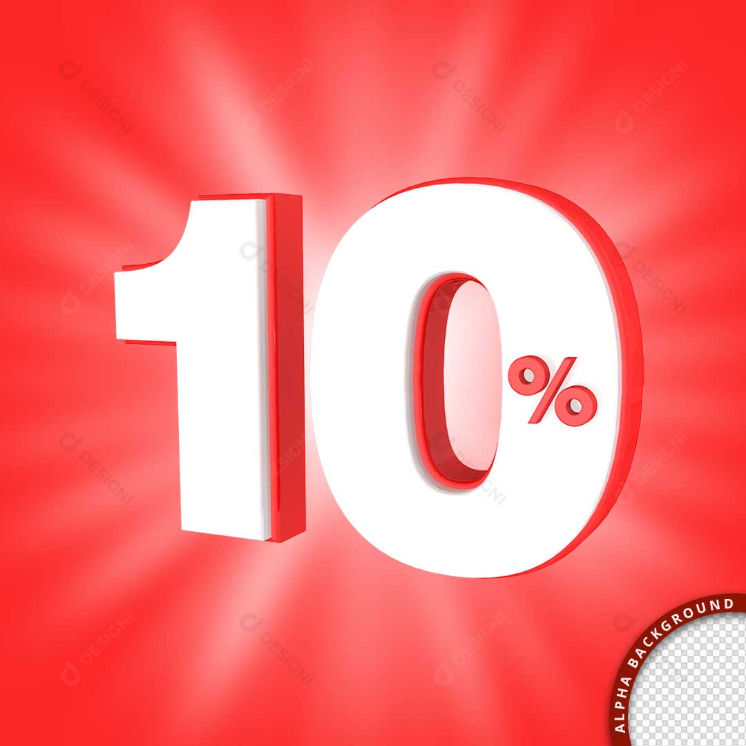 Texto 3D 10% Lojas Promoção PNG Transparente Sem Fundo
