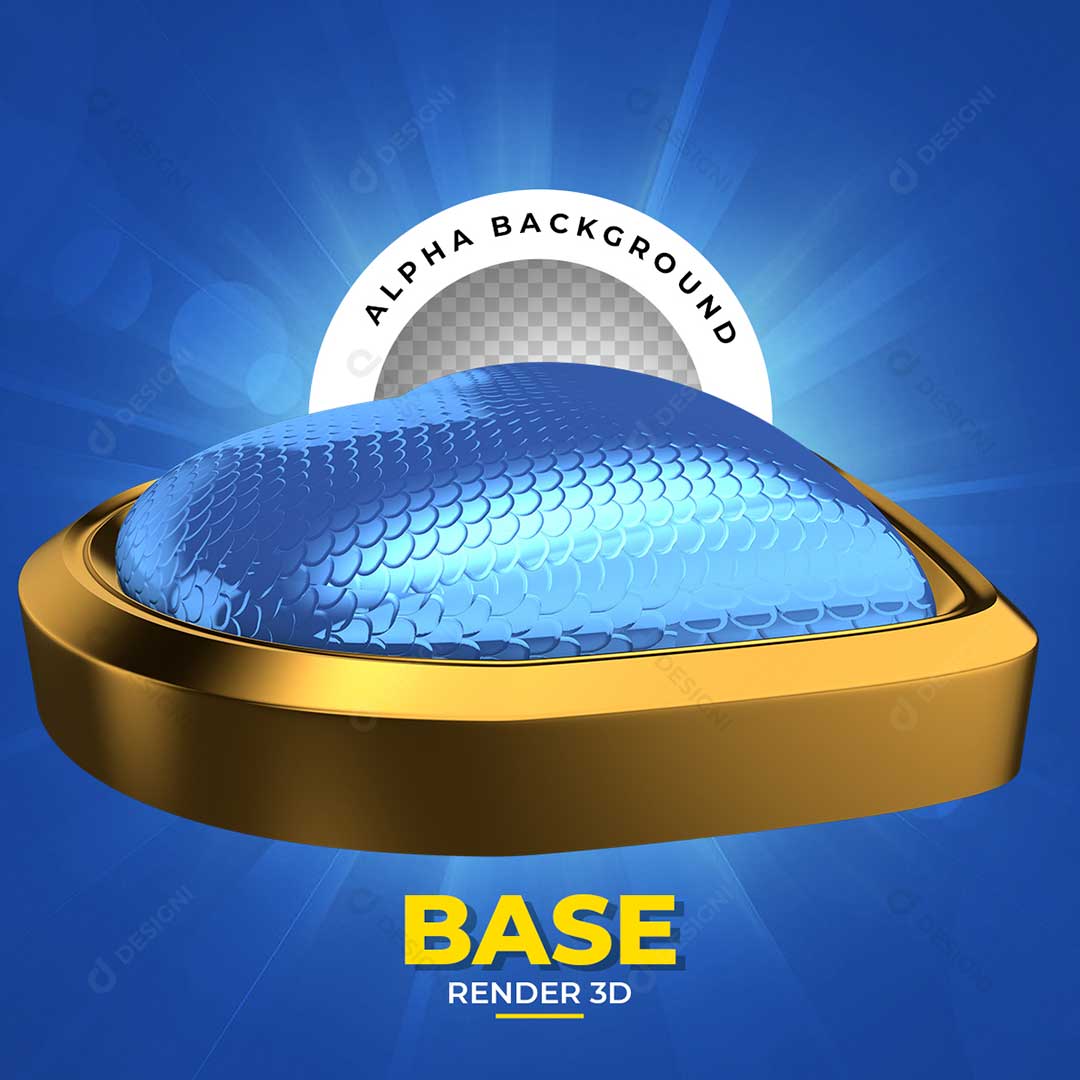 Base Azul em Forma de Coração 3D Elemento Para Composição PNG Transparente Sem Fundo