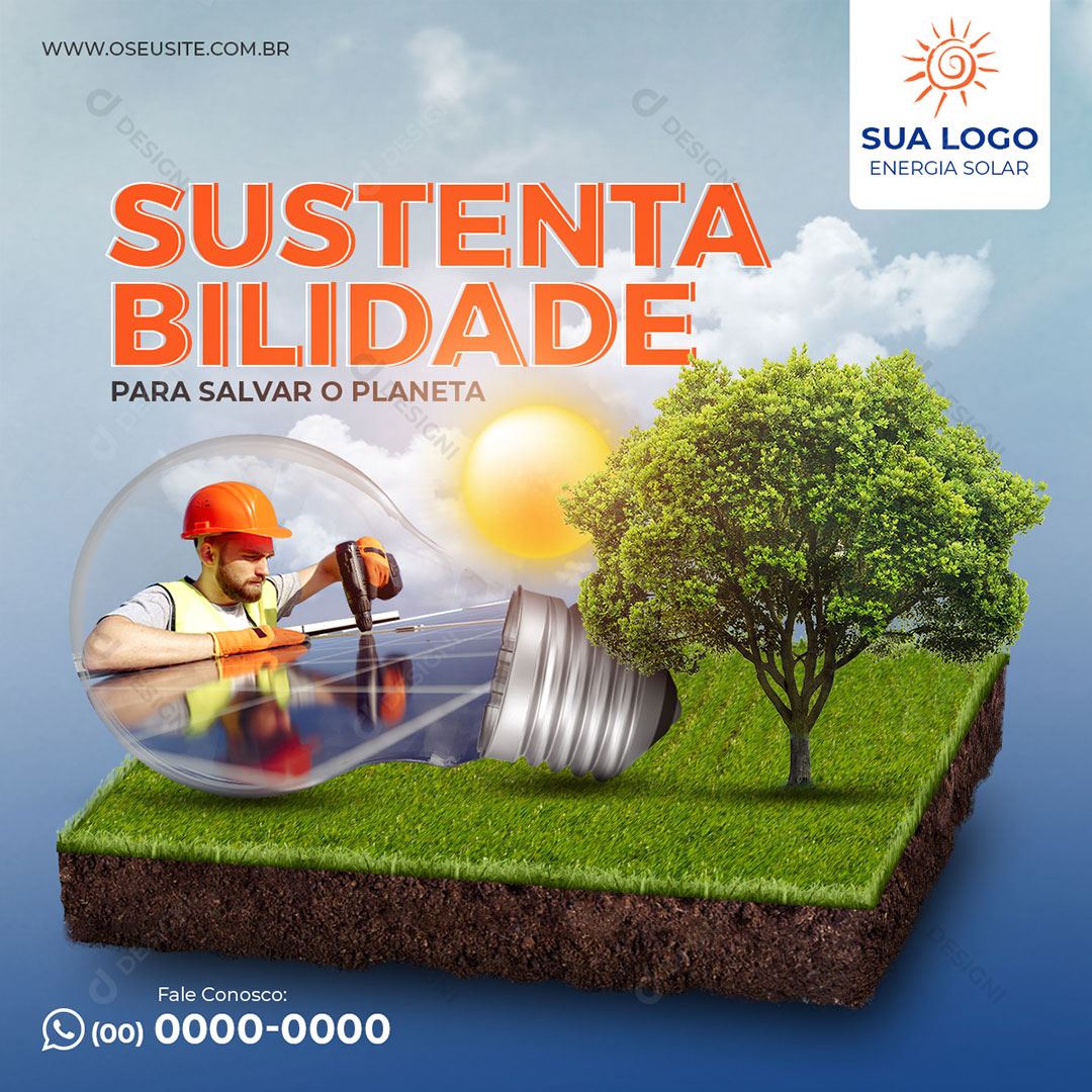 Energia Solar Sustentabilidade Social Media PSD Editável