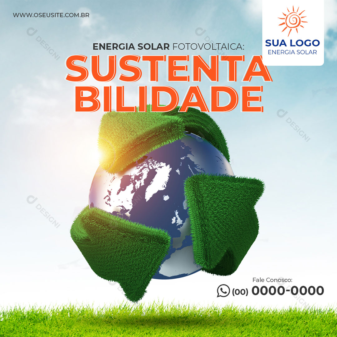 Energia Solar Energia Sustentável Social Media PSD Editável