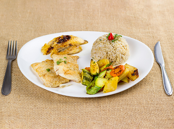 Peixe, Arroz e Vegetais