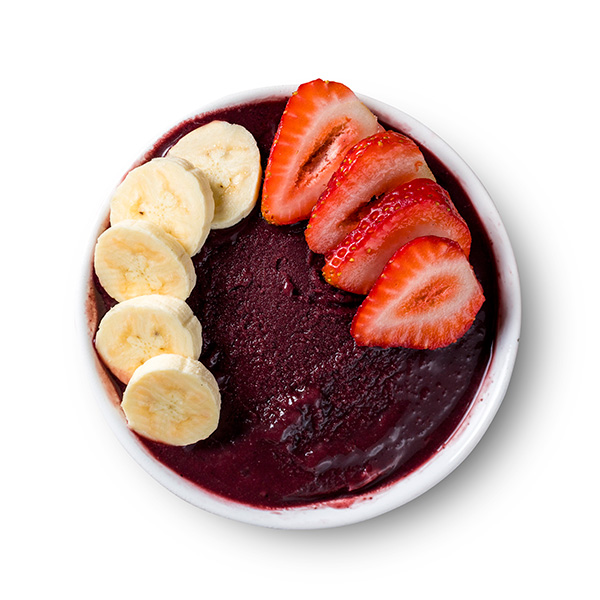 Açaí No Pote Com Morangos E Bananas Visto De Cima