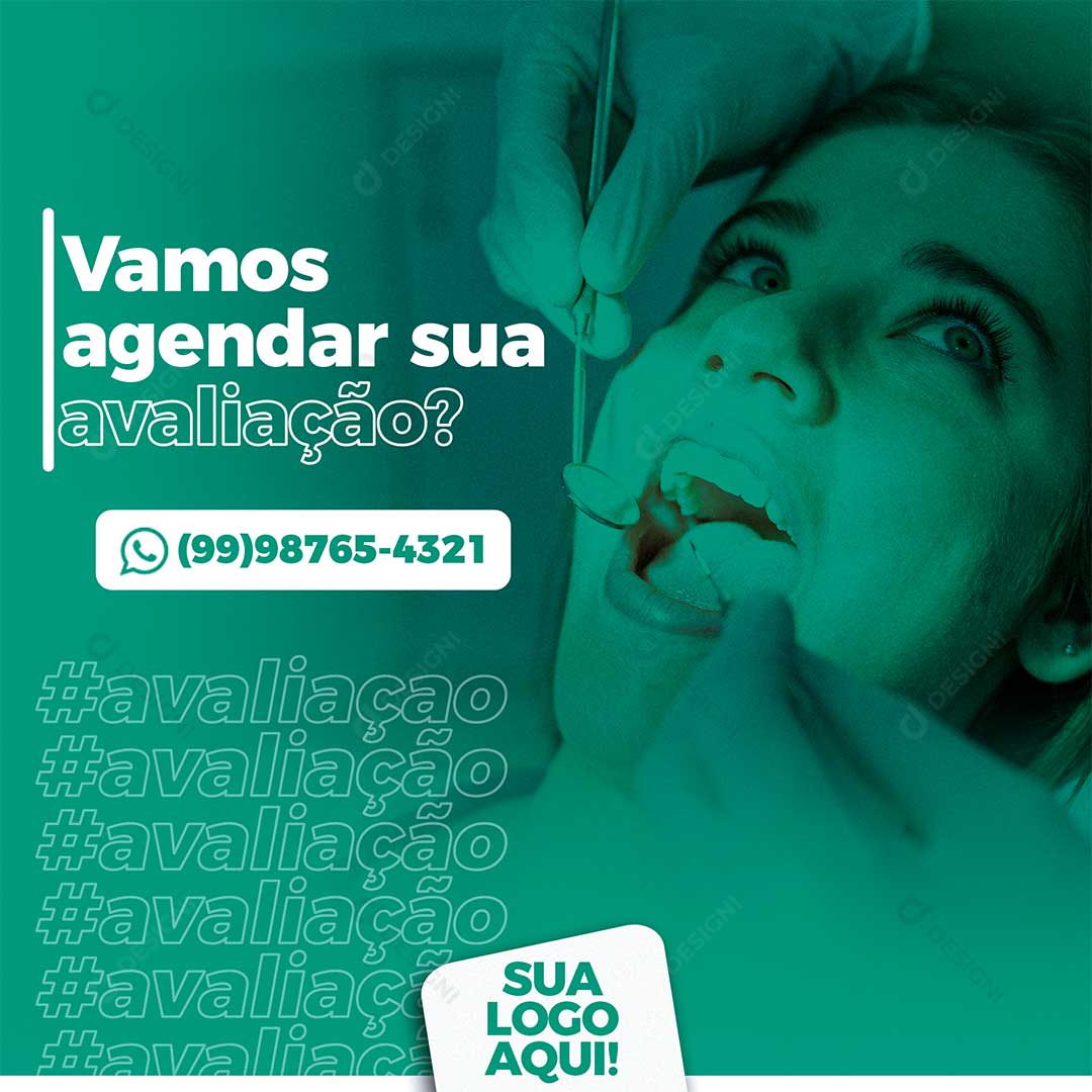 Odontologia Dentista Vamos Agenda Sua Avaliação Social Media PSD Editável