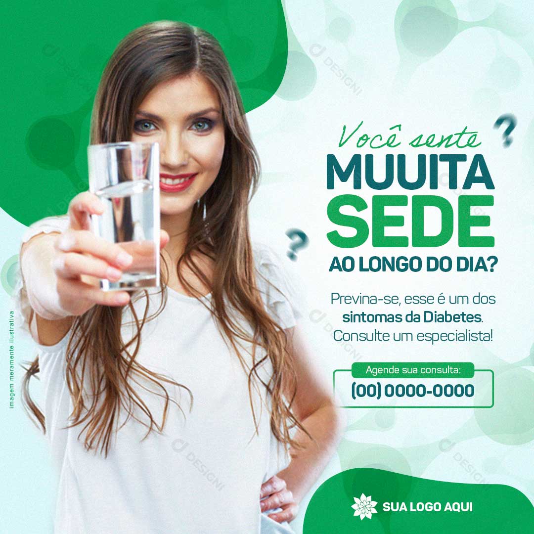 Endocrinologista Voce Sente Muita Sede Social Media PSD Editável