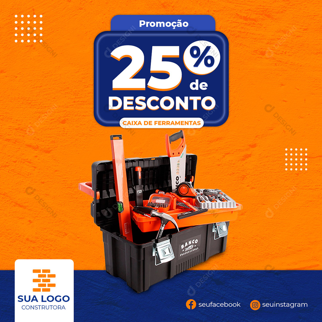Materiais de Construção Caixa de Ferramentas Social Media PSD Editável