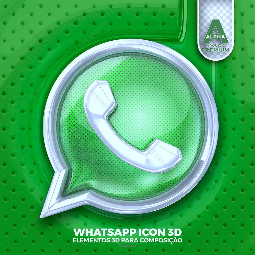 Whatsapp Ícone 3D Elemento Para Composição PSD + PNG