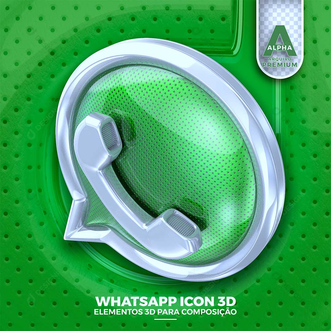 Whatsapp Ícone 3D Elemento Para Composição PSD + PNG