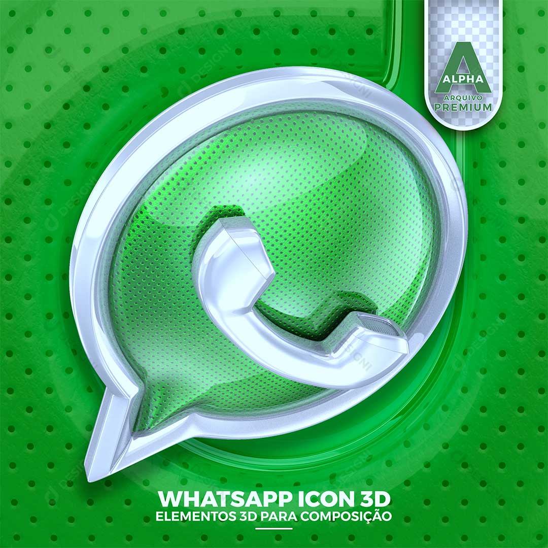 Whatsapp Ícone 3D Elemento Para Composição PSD + PNG