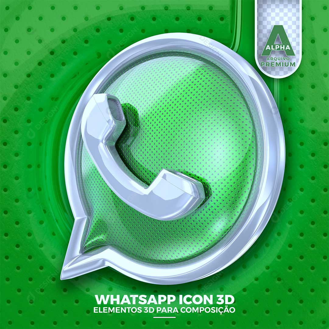 Whatsapp Ícone 3D Elemento Para Composição PSD + PNG