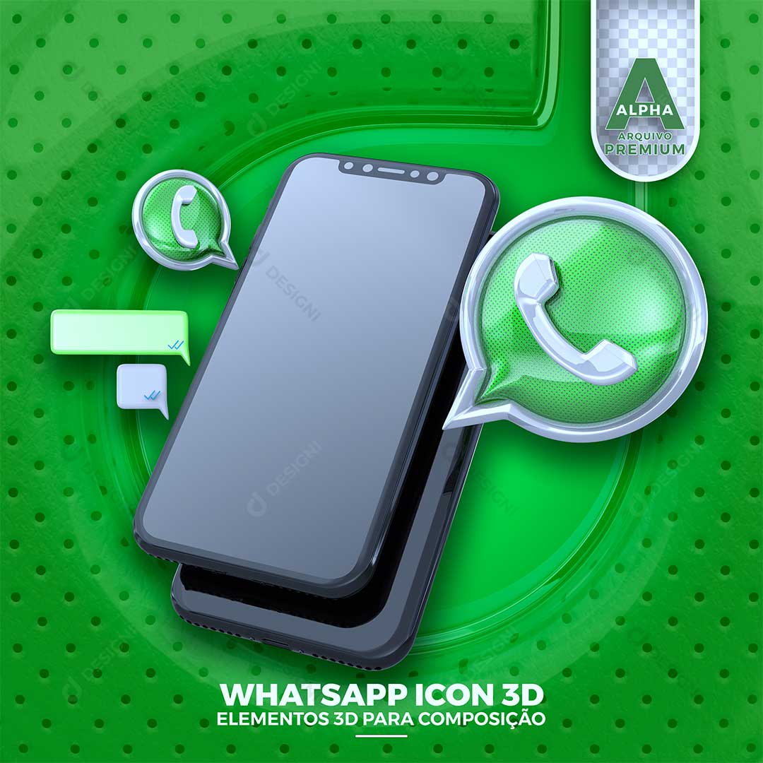 Celular 3D Whatsapp Elemento PSD + PNG
