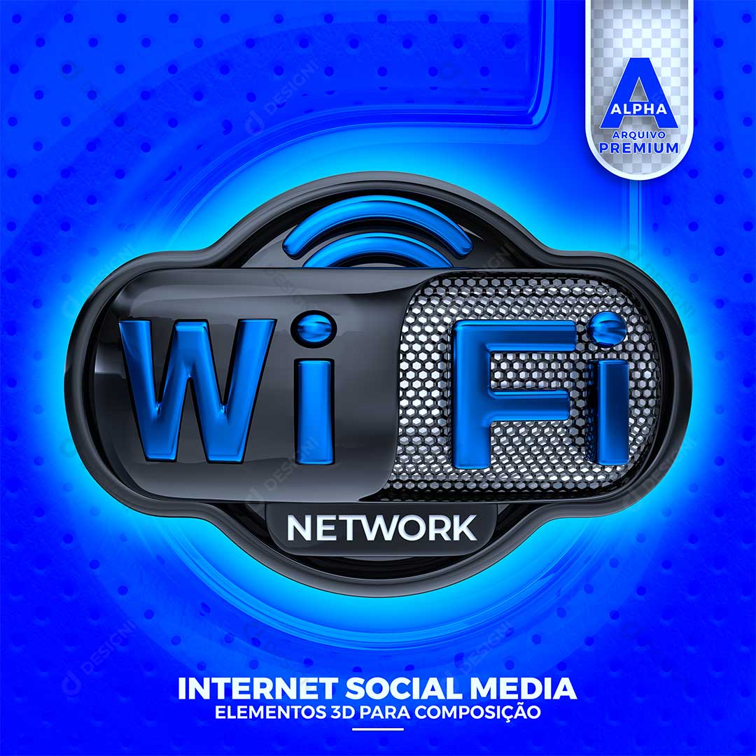 Wi-Fi Network Selo 3D Elemento Para Composição PSD + PNG
