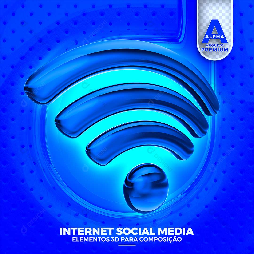 Wi-Fi Internet Selo 3D Elemento Para Composição PSD + PNG