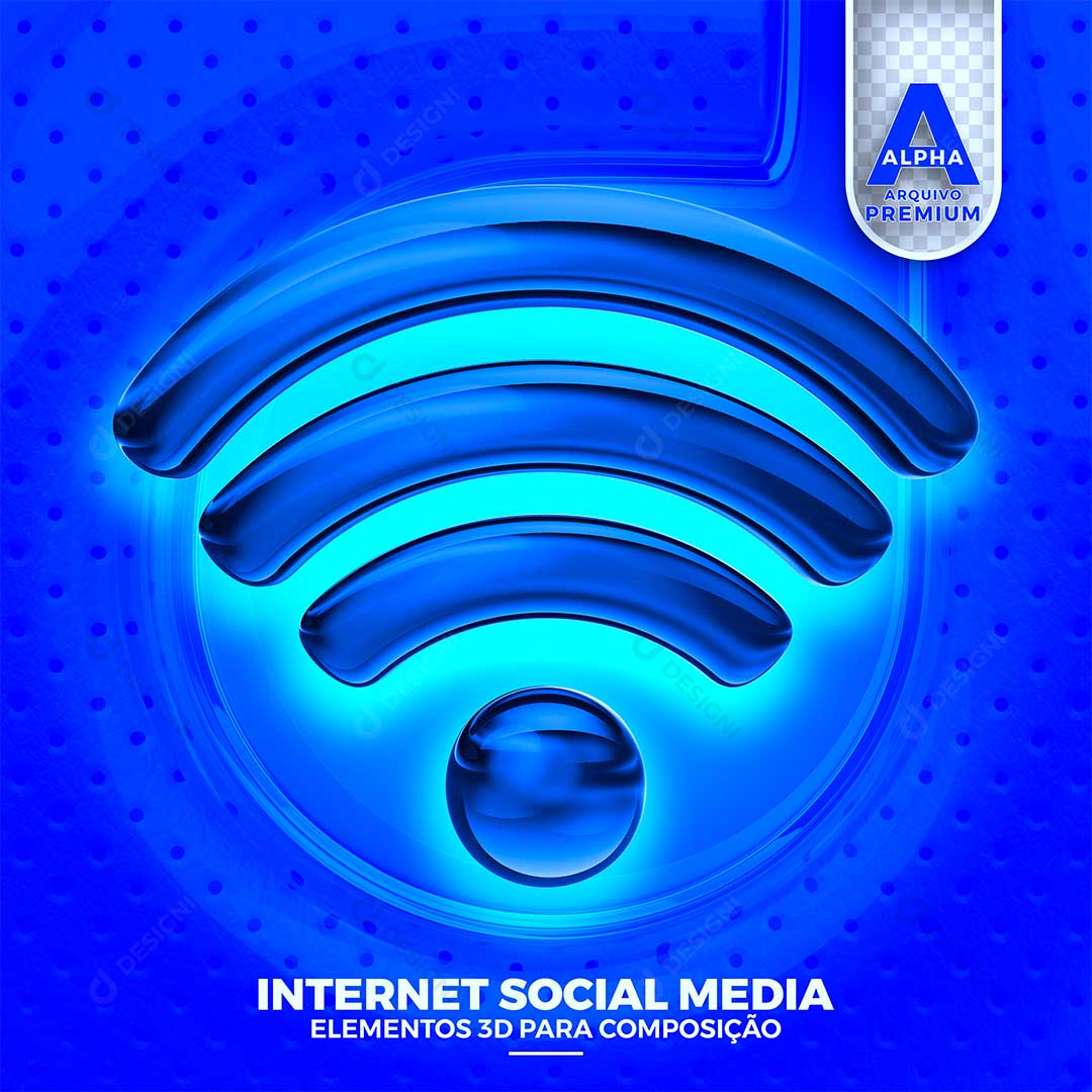 Wi-Fi Internet Selo 3D Elemento Para Composição PSD + PNG