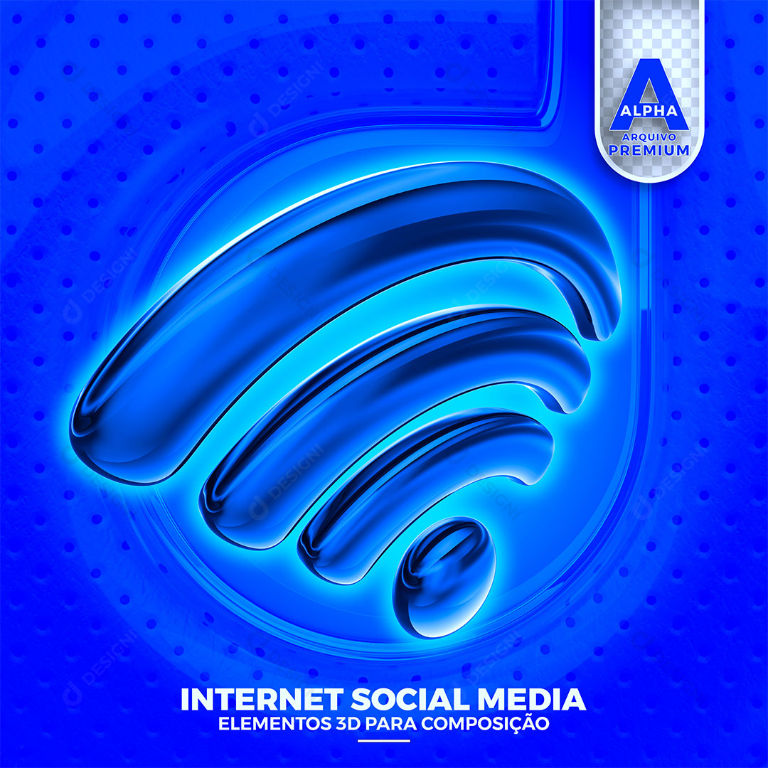 Wi-Fi Internet Elemento 3D Para Composição PSD + PNG Transparente