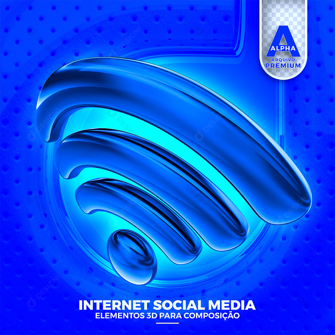 Wi-Fi Internet Elemento 3D Para Composição PSD + PNG Transparente