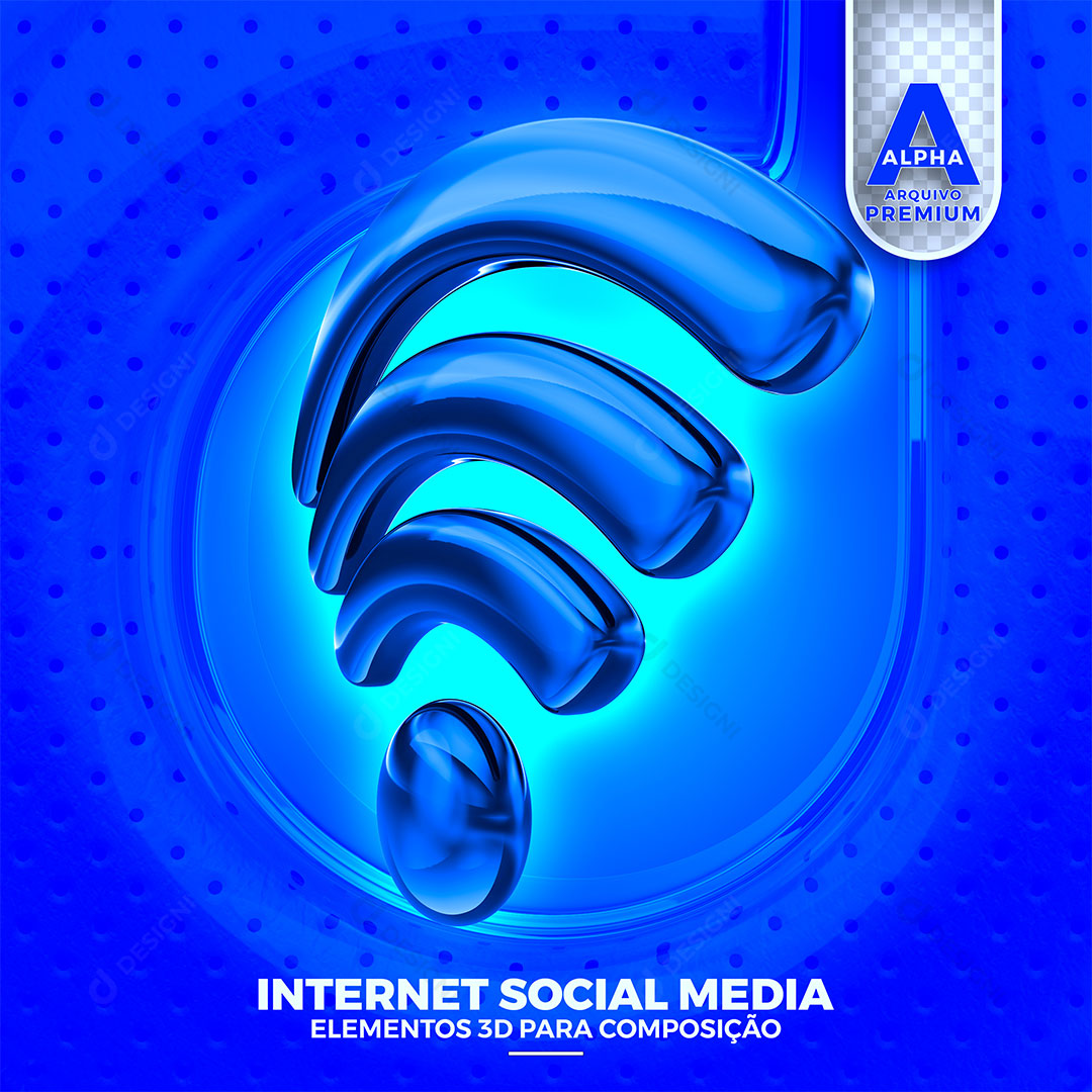 Wi-Fi Internet Elemento 3D Para Composição PSD + PNG Transparente