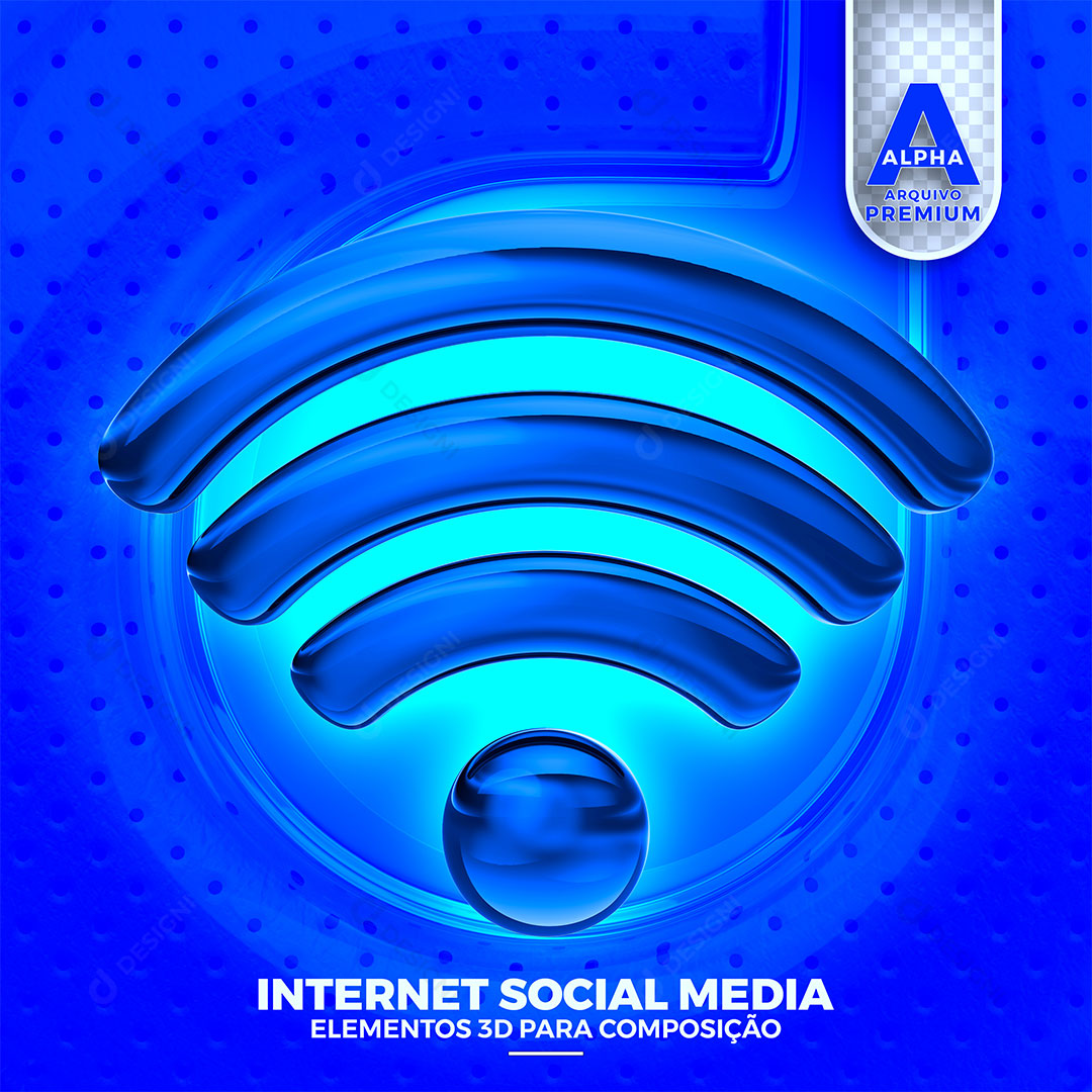 Wi-Fi Internet Elemento 3D Para Composição PSD + PNG Transparente