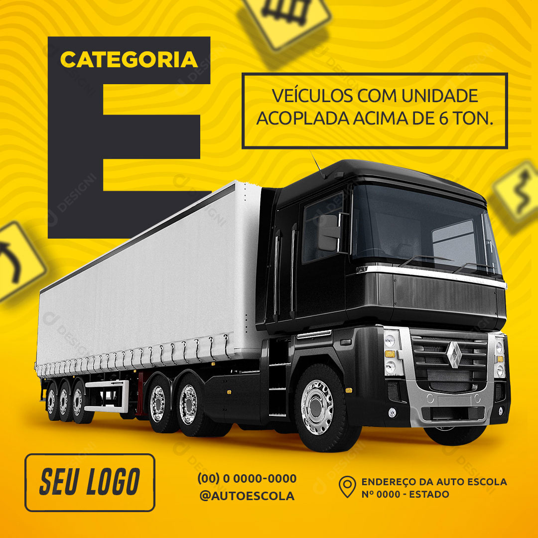 CNH Auto Escola Categoria E Social Media PSD Editável