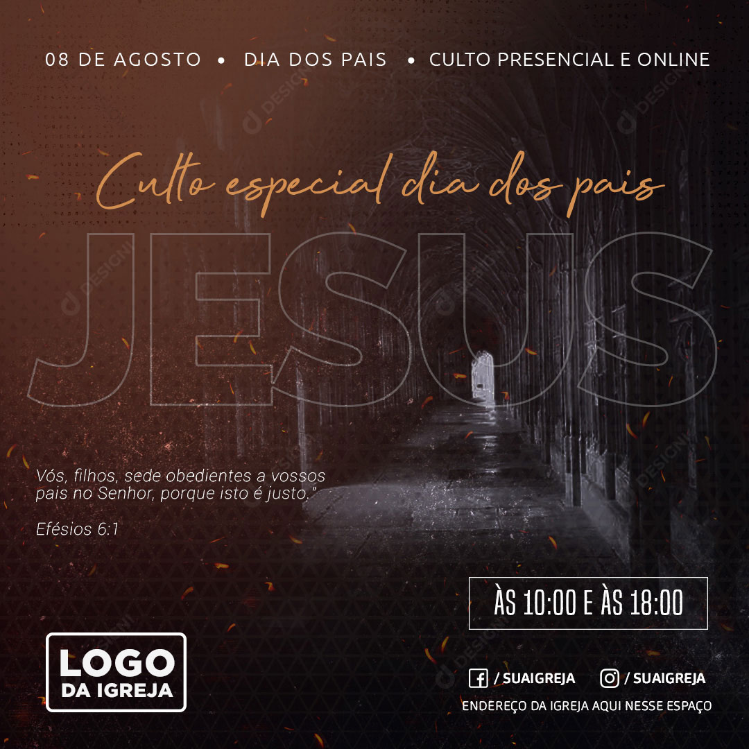 Culto Dia do Pais Social Media PSD Editável