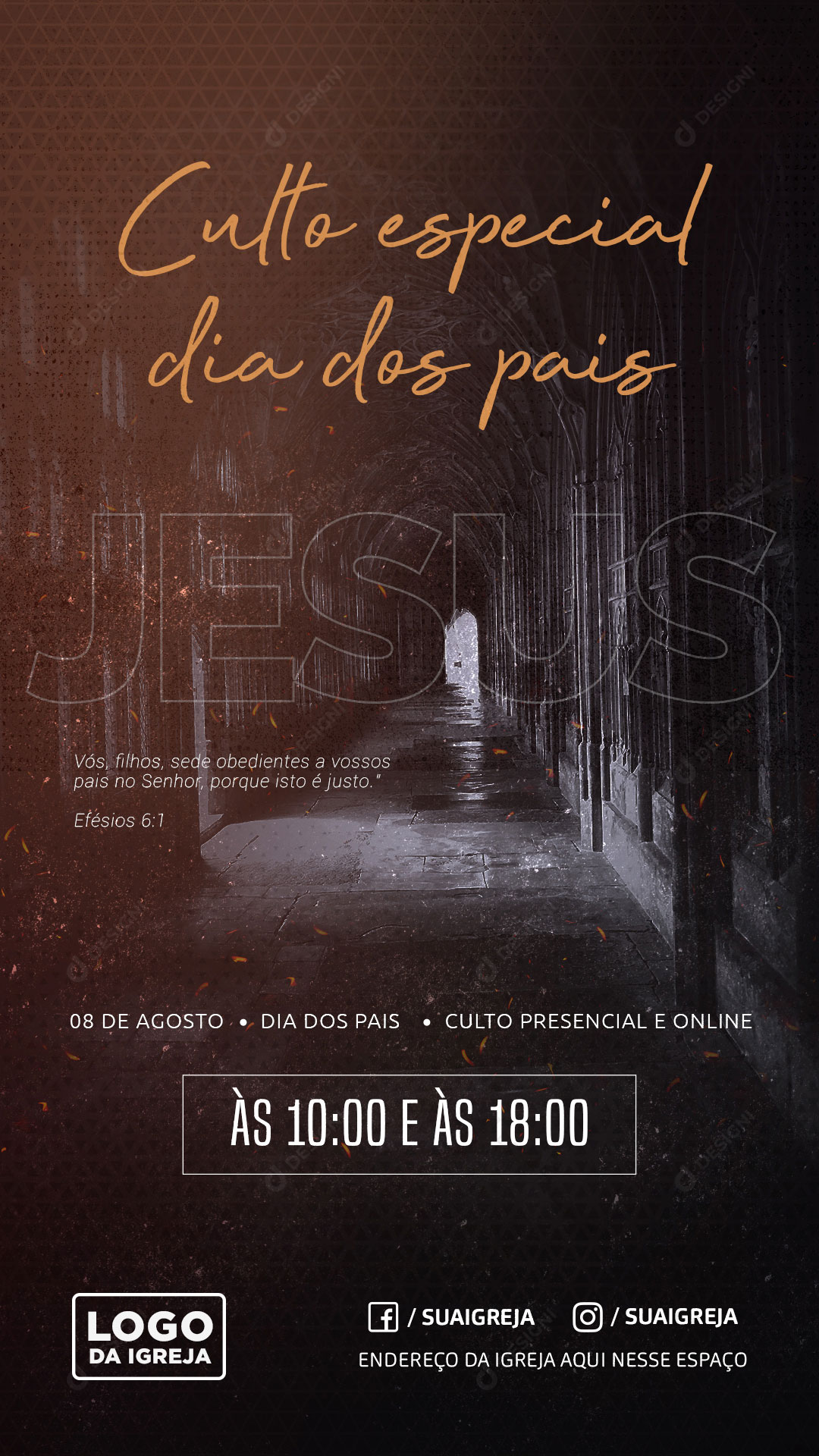 Culto Dia do Pais Social Media PSD Editável