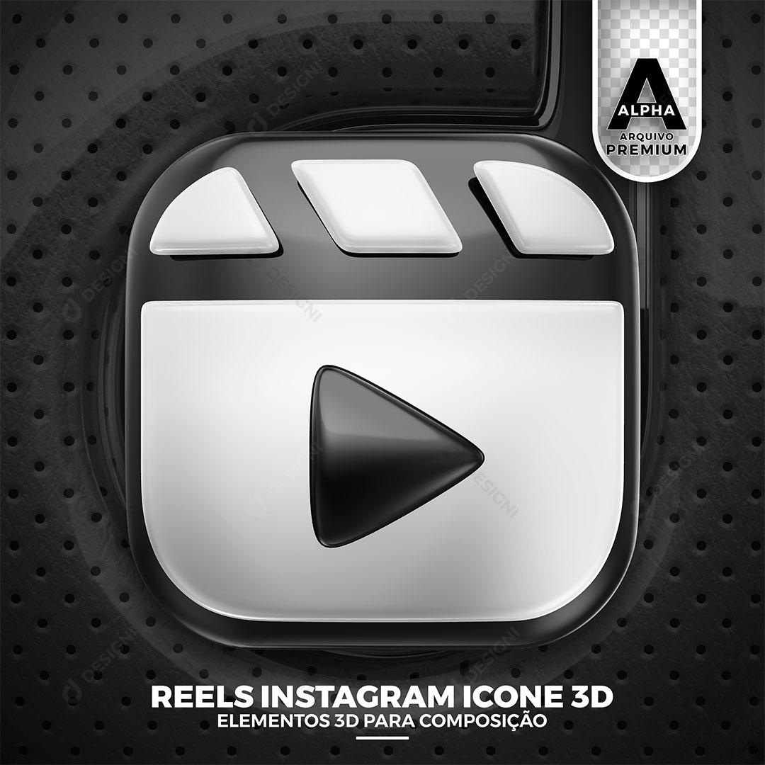 Reels Instagram Ícone 3D Elemento Para Composição PSD + PNG Transparente