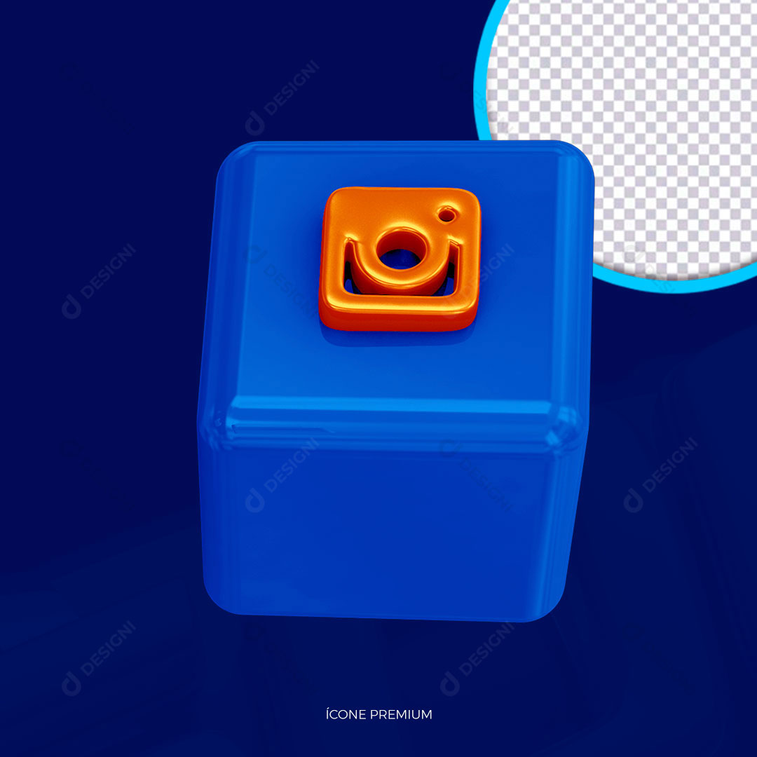 Quadrado 3D Com Ícone do Instagram Selo 3D PNG Transparente