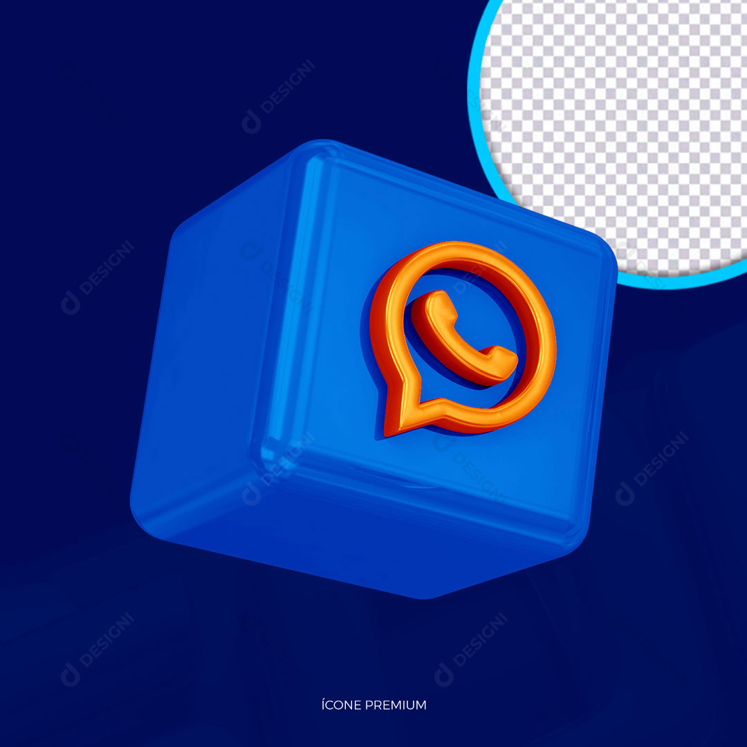 Quadrado 3D Com Ícone do WhatsApp Selo 3D PNG Transparente